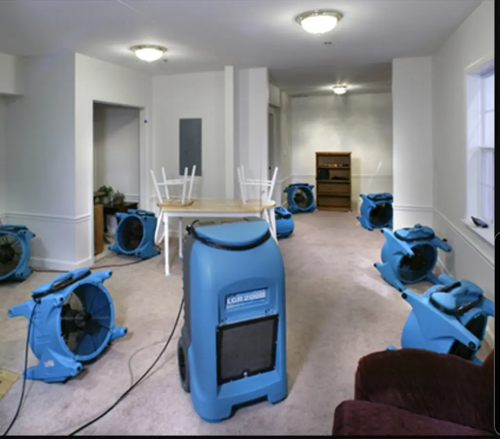 Air movers and dehumidifier setup for Water Extraction & Removal in Fort Valley