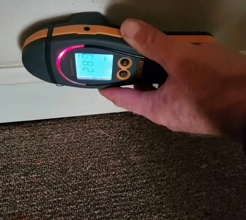 Moisture detection at baseboard during Burst Pipe Cleanup in Fort Valley